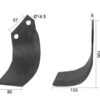 Kniv Buet Venstre 80x8mm Højde: 195mm. Hulafstand: 57mm. Hul Ø: 14.5mm. Passer til Celli Passer til: 722538