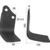 Kniv Firkantet Højre 80x6mm Højde: 180mm. Hulafstand: 56mm. Hul Ø: 14.5mm. Passer til Maschio Passer til: 02108430