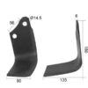 Kniv Firkantet Venstre 80x6mm Højde: 180mm. Hulafstand: 56mm. Hul Ø: 14.5mm. Passer til Maschio Passer til: 02108431