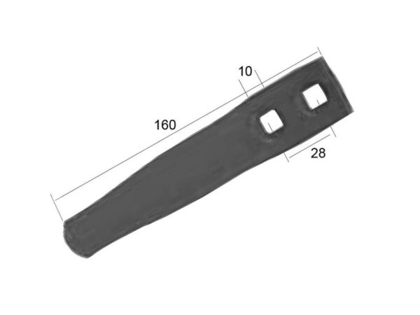 Spids (vendbar) 155x35x8mm Hulafstand 28mm Passer til: 01010062
