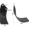 Kniv Buet Højre 80x6mm Højde: 180mm. Hulafstand: 57mm. Hul Ø: 11.5mm. Passer til Dowdeswell Passer til: 9954