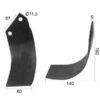 Kniv Buet Venstre 80x6mm Højde: 180mm. Hulafstand: 57mm. Hul Ø: 11.5mm. Passer til Dowdeswell Passer til: 9953