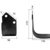 Kniv Firkantet Venstre 98x8mm Højde: 210mm. Hulafstand: 75mm. Hul Ø: 16.5mm. Passer til Kuhn, Dowdeswell, Howard Passer til: 52359100