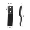 Kniv Snoet Højre 50x12mm Højde: 230mm. Hulafstand: 50mm. Hul Ø: 16.5mm. Passer til Howard Passer til: 653257