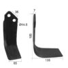 Kniv Firkantet Højre 65x7mm Højde: 185mm. Hulafstand: 35mm. Hul Ø: 14.5mm. Passer til Krone Passer til: 035268