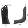 Kniv Firkantet Venstre 80x8mm Højde: 165mm. Hulafstand: 57mm. Hul Ø: 14.5mm. Passer til Krone, Kuhn Passer til: 51921500