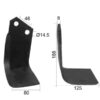 Kniv Firkantet Højre 80x8mm Højde: 188mm. Hulafstand: 46mm. Hul Ø: 14.5mm. Passer til Kverneland, Maletti