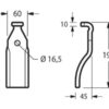 Kniv Lige - 60x10mm Højde: 195mm. Hulafstand: Hul Ø: 16.5mm. Passer til Pegoraro Passer til: 006955