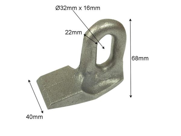 Slagle (Hammer), Topbredde mm: 22mm, Nederste bredde mm: 40mm, Hul Ø: 32 x 16mm, Radius 86mm - Passer til Bomford, McConnel, Spearhead Passer til: 0295901