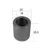Bøsning ID: 16mm, Udv. Ø: 25mm, Længde: 25.5mm - Passer til Bomford, Kuhn Passer til: 0280701