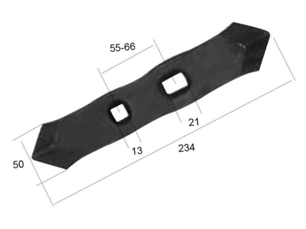 Spids (vendbar) 235x40x16mm Hulafstand 55-66mm Passer til: 3017