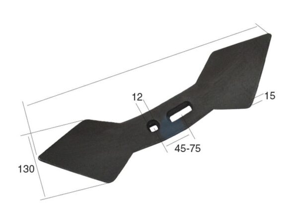 Spids (vendbar) 440x130x15mm Hulafstand 45/75mm