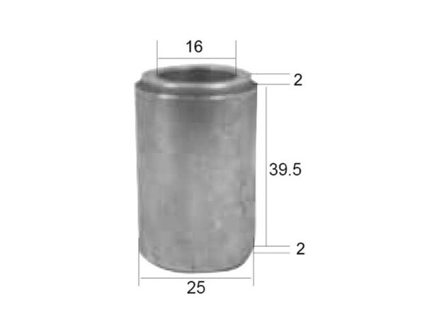 Bøsning ID: 16mm, Udv. Ø: 25mm, Længde: 39.5mm - Passer til McConnel, Bomford, Berti Passer til: 7314223