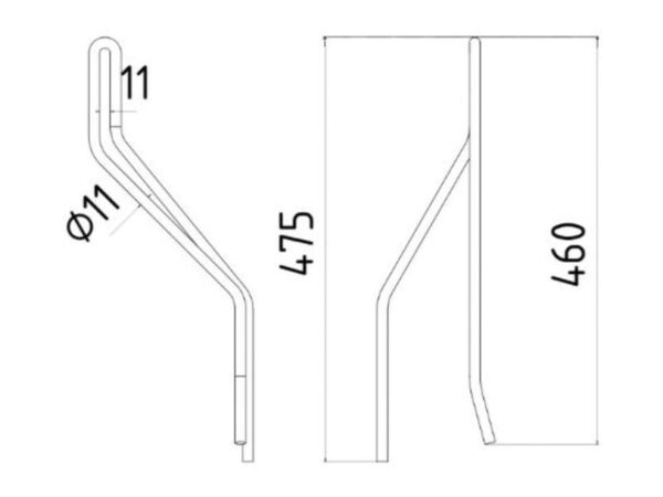 Rivefjeder - Højre - Længde:460mm, Bredde:137mm, Ø11mm - Passer til Vicon Passer til: 99136241