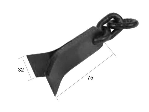 Slagle (Y-type), Længde: 140mm, Bredde: 30.5mm, Hul Ø: 9mm, Tykkelse: 3mm. Passer til Bomford Passer til: 0108606