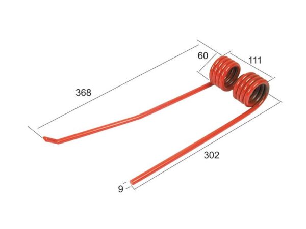 Rivefjeder - Højre - Længde:368mm, Bredde:111mm, Ø9mm - Passer til Lely Passer til: 73135