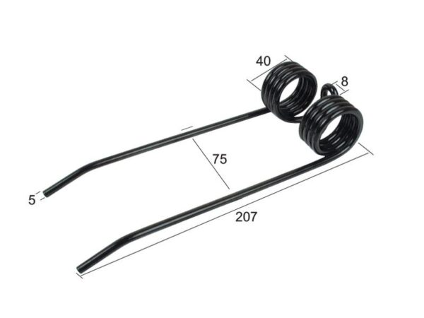 Pick-up fjeder Længde:207mm, Bredde:75mm, Ø5mm - Passer til Claas, Bautz Passer til: 8072972