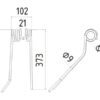 Rivefjeder - Højre - Længde:401mm, Bredde:102mm, Ø9mm - Passer til Deutz-Fahr Passer til: 06580648