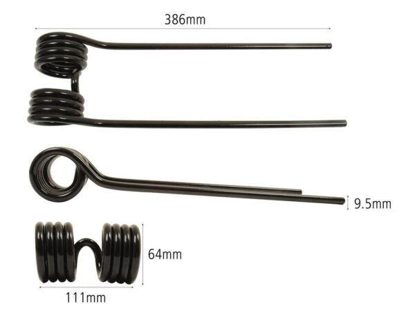 Rivefjeder - - - Længde:386mm, Bredde:111mm, Ø9.5mm - Passer til Kuhn Passer til: 57601100