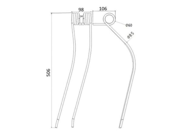 Rivefjeder Længde:506mm, Bredde:98mm, Ø8.5mm - Passer til Kuhn Passer til: 57701700