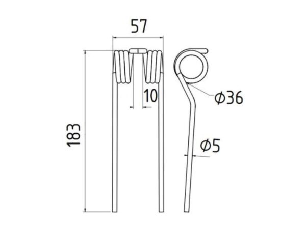 Pick-up fjeder - - - Længde:183mm, Bredde:57mm, Ø5mm - Passer til Mengelle Passer til: 03035653