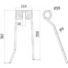 Rivefjeder - Højre - Længde:361mm, Bredde:113mm, Ø9mm - Passer til PZ, Fransgard, Pottinger, Sitrex Passer til: PZ106