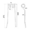 Rivefjeder - Højre - Længde:371mm, Bredde:100mm, Ø9mm - Passer til PZ Passer til: PZ224