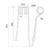 Rivefjeder - Højre - Længde:375mm, Bredde:113mm, Ø9mm - Passer til PZ Passer til: PZ225