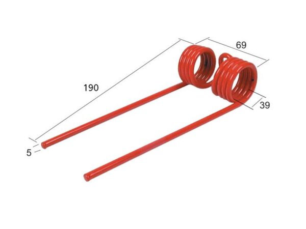 Pick-up fjeder - - - Længde:190mm, Bredde:69mm, Ø5mm - Passer til Welger Passer til: 0940522900