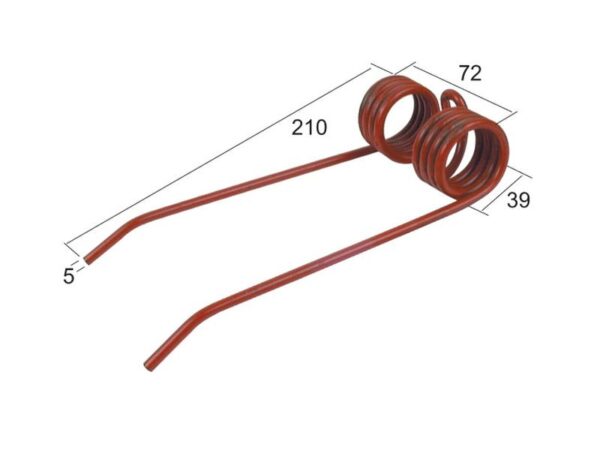 Pick-up fjeder - - - Længde:210mm, Bredde:72mm, Ø5mm - Passer til Welger Passer til: 0940522100