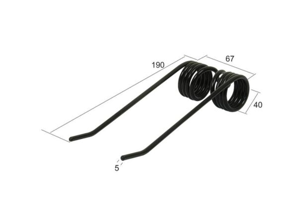 Pick-up fjeder Længde:190mm, Bredde:67mm, Ø5mm - Passer til Welger Passer til: 0940522500