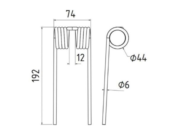 Pick-up fjeder Længde:192mm, Bredde:74mm, Ø6mm - Passer til John Deere Passer til: CC103854