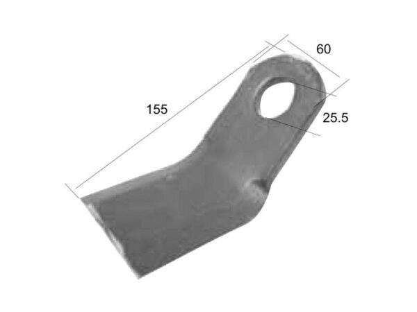 Slagle (Y-type), Længde: 155mm, Bredde: 60mm, Hul Ø: 25.5mm, Tykkelse: 8mm. Passer til Ferri