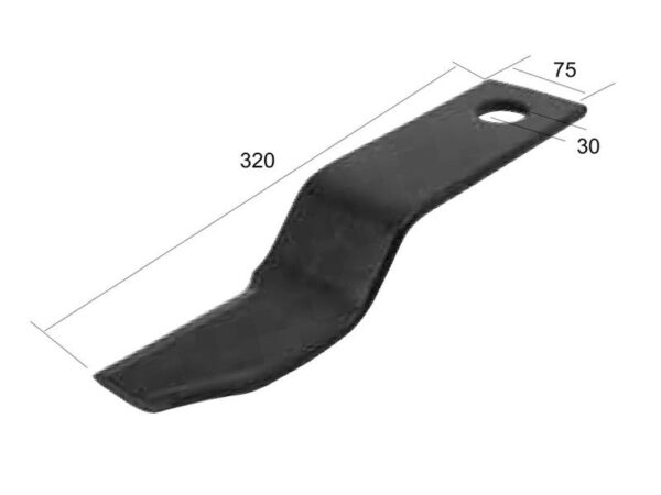 Kniv, Længde: 320mm, Bredde: 75mm, Hul Ø: 30mm - Passer til Fleming