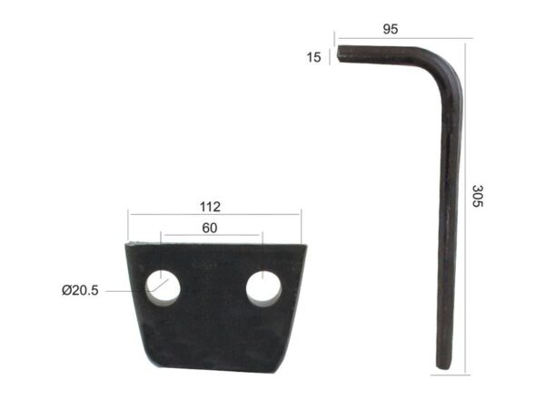 Rotorharvetand 112x15x305mm Hulafstand: 60mm. Hul Ø 20.5mm. Passer tilFeraboli (SKH & MF). Passer til: 7A48011