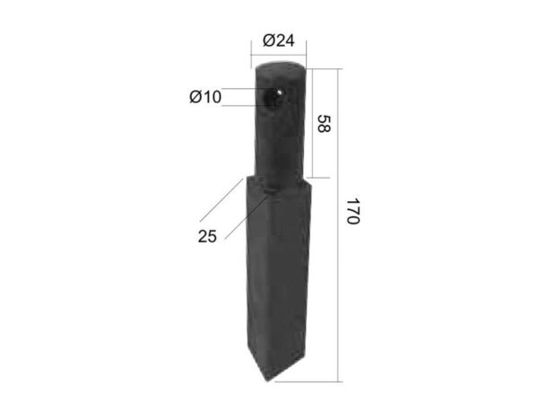 Kniv Lige - 25x25mm Højde: Hulafstand: Hul Ø: 10mm. Passer til Howard Passer til: E23374