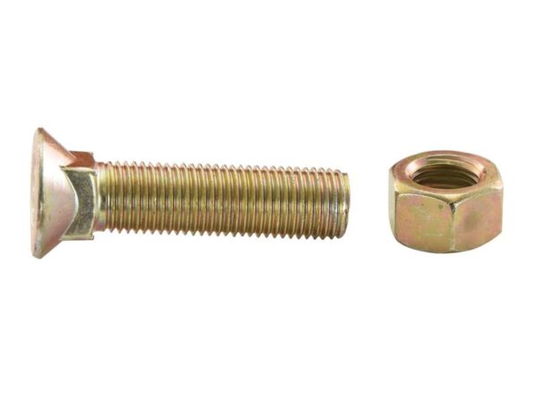 Monteringsbolt (rund) & Møtrik - 3/8'' x 30mm, Trækstyrke 8.8 (25 stk. Kasse)