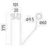 Rivefjeder - - - Længde:375mm, Bredde:101mm, Ø9.5mm - Passer til Claas, Bautz Passer til: 9023442