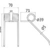 Pick-up fjeder - - - Længde:180mm, Bredde:70mm, Ø5mm - Passer til Hesston Passer til: 701710102