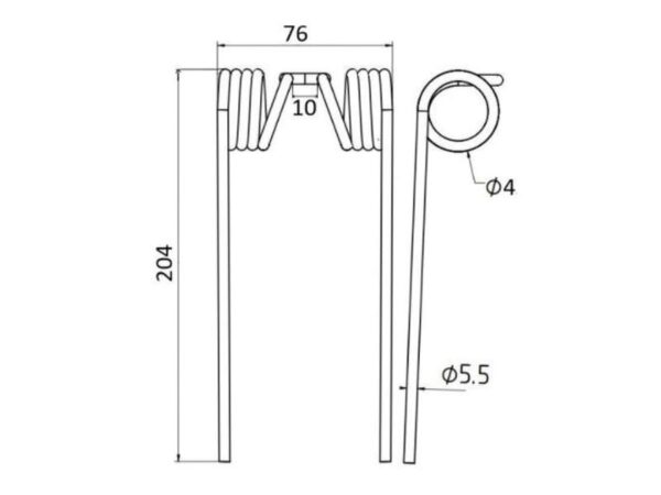 Pick-up fjeder - - - Længde:204mm, Bredde:76mm, Ø5.5mm - Passer til Welger Passer til: 0940530200