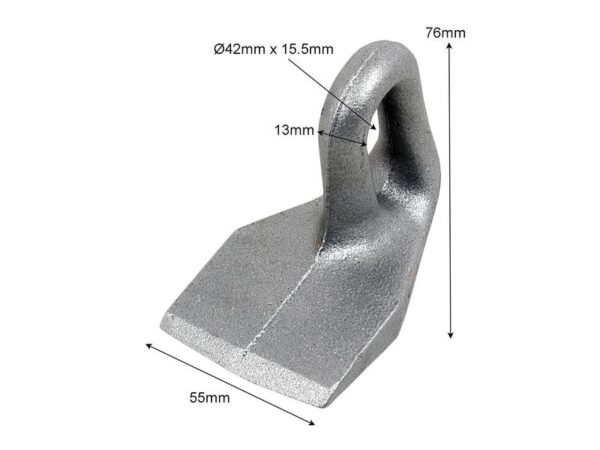 Slagle (Hammer), Topbredde mm: 13mm, Nederste bredde mm: 55mm, Hul Ø: 42 x 15.5mm, Radius 76mm - Passer til Bomford, McConnel Passer til: 7190462