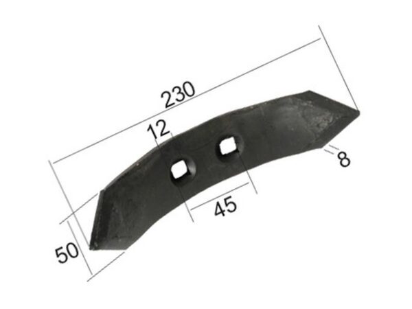 Spids (vendbar) 230x50x8mm Hulafstand 45mm