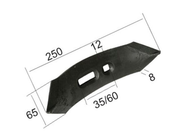 Spids (vendbar) 250x65x8mm Hulafstand 35/60mm Passer til: KK193570