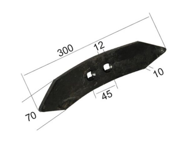 Spids (vendbar) 300x70x10mm Hulafstand 45mm