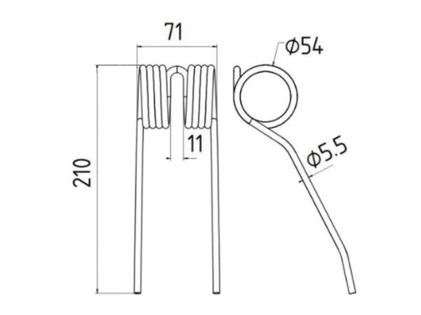 Pick-up fjeder Længde:210mm, Bredde:71mm, Ø5.5mm - Passer til New Holland, Massey Ferguson, Challenger Passer til: 700728401