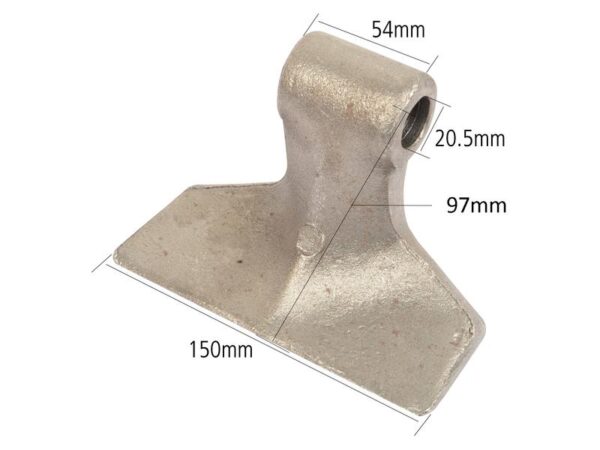 Slagle (Hammer), Topbredde mm: 54mm, Nederste bredde mm: 150mm, Hul Ø: 20.5mm, Radius 97mm - Passer til Berti Passer til: MP0794