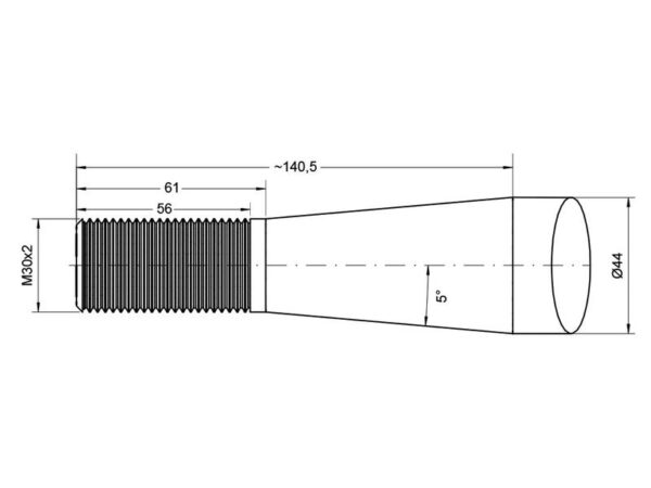 Frontlæssetand - Lige 830mm, Gevind: M30 x 2.00 (Firkantet) Passer til: 5068003