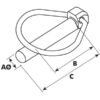 Ringsplit (pæreformet), Stift Ø11mm x 70mm (4 stk. Agripak)