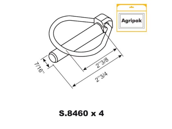 Ringsplit (pæreformet), Stift Ø11mm x 70mm (4 stk. Agripak)
