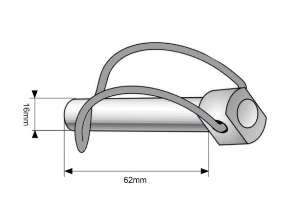Låsesplit Stabilisator, Stift Ø16mm x 62mm